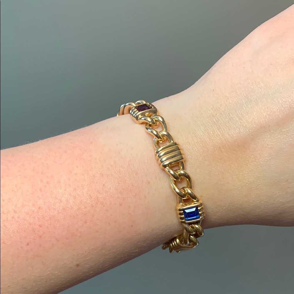 Vintage SAL SWAROVSKI Multicolor Gold-Tone Bracelet 8"